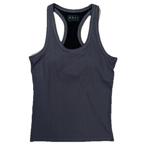 New Noli Yoga Womens Charcoal Gray Ribbed Sculpt Tank Sz Medium Built In Bra NWT